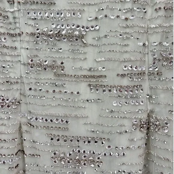 Mac Duggal NEW Sage Green Sleeveless Crystal Fringe Column Dress $698‎ - Size 14 - Picture 8 of 15